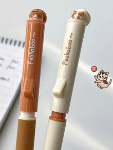 Bộ 6 bút bi gel hình mèo dễ thương Kawaii, ngòi ST khô nhanh, mực đen, cán mềm, thiết kế trò chơi trốn tìm vui nhộn, viết trơn tru, thích hợp cho học sinh, văn phòng phẩm, quà tặng cho trẻ em, luyện viết chữ. - Nhiều màu - Xem 11