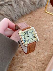 Square Women's Quartz Watch With Fashionable Retro Design And Artistic Niche Is The Best Choice For Daily Matching Gifts Leisure Gatherings - Brown - View 2
