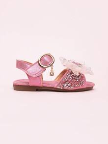 2026 New Girls Sandals, Children Princess Shoes With Rhinestone Bow, Little Girl Student Beach Shoes, Summer - Hot Pink - View 4