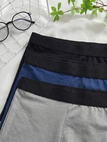3 buah celana dalam boxer remaja laki-laki ukuran 14-16 tahun, model mid-rise, warna polos, elastis, dan bernapas, cocok untuk semua musim. - MultiWarna - View 4