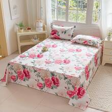 Set Sprei Motif Bunga 3 Buah (Termasuk Sarung Bantal, Tidak Termasuk Isi Bantal) Sprei & Selimut Bermotif 100% Kain Poliester, Dapat Dicuci dengan Mesin, Lembut & Tahan Lama, Cocok untuk Kamar Tidur atau Kamar Tamu, Perlengkapan Tempat Tidur Rumah Minimalis Modern - Bunga bermekaran sebagai lambang kekayaan dan kemakmuran. - View 8