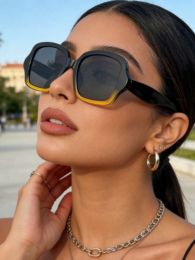 1 st retro fyrkantig plast dekorativ mode, unisex bohemisk strandaccessoar lämplig för fest, fritid, semester, strand, vardagskläder - Svart - Visa 4