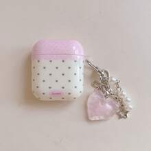 心形图案耳机保护套,心形吊坠耳机套,IMD防震耳机保护壳,适用于 1/2/3/4/Pro - 粉色 - 查看 11