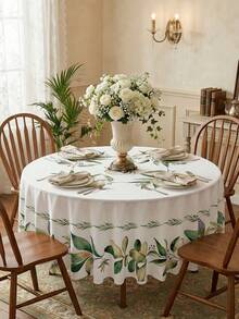 1 件装优雅印花桌布，耐用涤纶材质，镂空包边，防污、防水、可水洗、防皱，适用于各种场合，例如复活节早午餐、母亲节下午茶、露台聚会，是餐桌、厨房、婚礼装饰和复古装饰的必备家居装饰品。 - 彩色 - 查看 5
