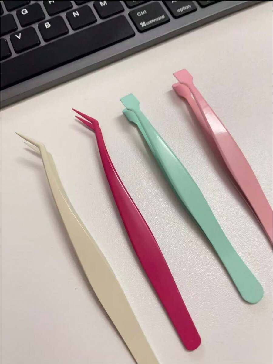 1个高精度不锈钢睫毛嫁接夹，专业美睫师使用，适用于下睫毛和卷翘睫毛