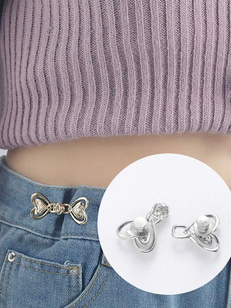 Dụng cụ siết eo cho nữ: Khuy cài hình trái tim, kẹp eo quần jeans và ghim cố định - Giúp giảm kích thước vòng eo dễ dàng; Bao gồm bộ điều chỉnh eo và bộ điều chỉnh gấu quần kiểu dây xích không cần may (để điều chỉnh độ dài trang phục), cũng thích hợp làm phụ kiện siết eo co giãn cho váy và chân váy. - Nhiều màu - Xem 4