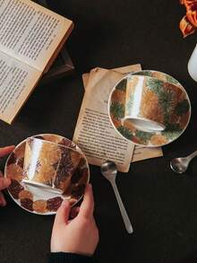 Bộ tách và đĩa cà phê kiểu Ý cổ điển mới, cốc sứ có tay cầm dùng hàng ngày, cốc nước văn phòng, tách trà chiều thanh lịch, tách trà hoa, tách và đĩa cao cấp chịu nhiệt với họa tiết hoa mưa, thích hợp cho các buổi họp mặt gia đình, trà chiều với bạn bè, quà tặng, quà tặng Ngày của Mẹ, quà sinh nhật. - Nhiều màu - Xem 8