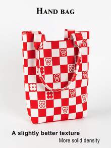 Túi xách mini nhẹ, có thể gập lại, dễ thương màu xanh dương, chất liệu nhựa rỗng, thoáng khí, phối màu tương phản, thích hợp cho kỳ nghỉ, chụp ảnh, đi học, dành cho nữ sinh. - Đỏ - Xem 3