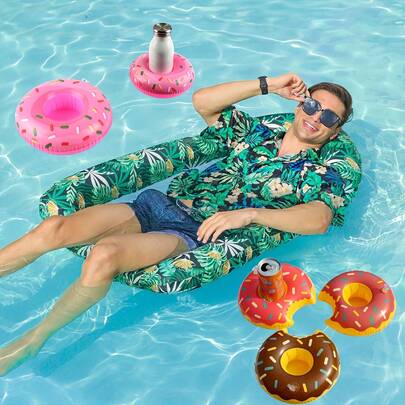 4 chiếc đế lót cốc bơm hơi hình kỳ lân, dứa, dưa hấu, dừa, dùng để đặt cốc nổi (kiểu dáng ngẫu nhiên)