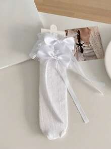 1/3 双春夏薄款过膝袜，芭蕾舞鞋款中筒袜，洛丽塔蝴蝶结袜，网眼镂空无跟长袜，蕾丝边直筒袜，心形图案袜 - 彩色 - 查看 24