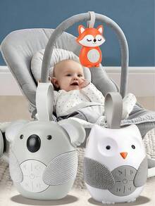 猫头鹰造型月光旋律夜灯安抚器，便携式婴儿推车悬挂音乐玩具 - 彩色 - 查看 3