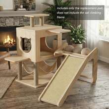 1 tấm lót cào móng cho mèo bằng sợi sisal, gắn tường, bền chắc, không rụng lông, bảo vệ ghế sofa, đồ chơi cào móng cho mèo, có thể dán ở bất cứ đâu, thiết kế gọn gàng, bảo vệ an toàn cho ghế sofa, được làm từ chất liệu sisal bền chắc. - 30*60cm - Xem 5