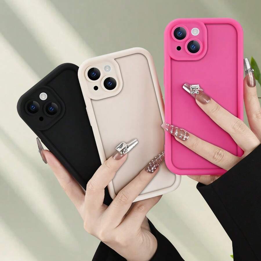 Bộ 3 ốp lưng điện thoại Dopamine mờ, hiệu ứng chuyển màu, tương thích với iPhone X/XR/11/12/13/14/15/16/17/Pro/Plus/ProMax, bảo vệ toàn thân, thiết kế tối giản, bảo vệ hoàn hảo cho điện thoại của bạn. - Đen + Trắng + Đỏ hồng - Xem 1