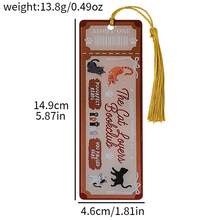 可爱猫咪爱好者读书俱乐部亚克力书签 - 复古票根设计，配金色流苏，送给猫妈妈和书虫的完美礼物 - SQ2745 - 查看 3