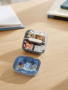 1pc Portable Weekly Pill Box, Waterproof Sealed Compact Pill Case For Medication Storage - Fyra-rutnät-vitt - Visa 11