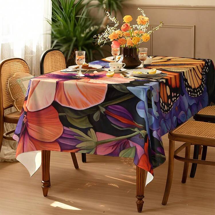 1 chiếc khăn trải bàn in họa tiết bướm trang nhã - 100% polyester, hình chữ nhật, dệt, thích hợp cho nhà bếp, phòng ăn, tiệc tối, dã ngoại, hẹn hò, đám cưới, trang trí tiệc theo chủ đề, sử dụng trong nhà và ngoài trời. - Nhiều màu - Xem 7
