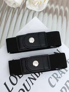 2pcs Unisex Elastic Waist Belt Without Buckle - Multicolor - View 2