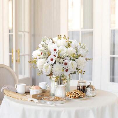 1/3件装人造牡丹菊花球混合花束，适用于客厅、餐桌、民宿、店铺橱窗、婚礼装饰，以及法式、轻奢、ins风等家居风格，也可用于烛光晚餐、圣诞派对、餐桌摆设、户外花园布置，还可作为乔迁礼物、结婚礼物、周年纪念礼物、生日礼物、母亲节礼物。