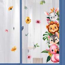 Hình dán cửa sổ và tường tự dính hình thỏ, sư tử, sóc, vẹt dễ thương mùa hè, thích hợp cho phòng khách, phòng ngủ, trường học, văn phòng và phòng tắm. - A - Xem 1