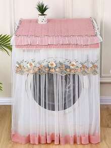 1pc Lace Edged Washing Machine Cover, Side Opening Design, Fits 8-10kg Fully Automatic Washing Machines, Home Appliance Dust Cover Storage Organizer - Multicolor - View 7