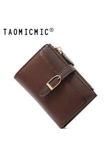 Ví da PU chắp vá mới dành cho nữ, ví gấp đôi cao cấp, ví đựng thẻ tối giản, ví khóa bấm dành cho nữ, ví đựng tiền, ví mini, ví nhỏ, ví đựng thẻ, ví đựng tiền xu, túi đựng đồ cổ điển - Cà phê - Xem 8