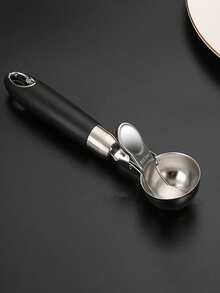 1 muỗng múc kem bằng thép không gỉ 304, muỗng múc kem có thể thu gọn, dụng cụ múc dưa và trái cây. - màu đen - Xem 12