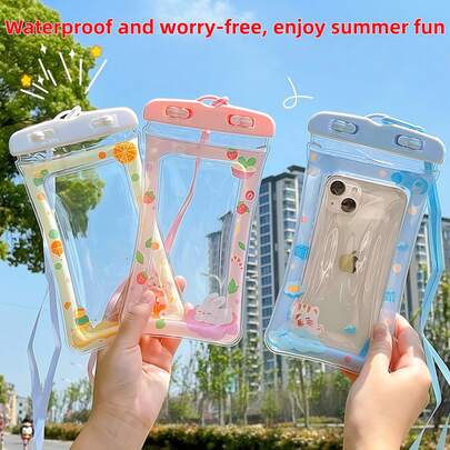 1/2/4pcs Universal IPX8 Waterproof Phone Pouch, Air Cushion Waterproof Phone Case For Swimming, Diving, Beach, Suitable For Smartphones, Travel Essential, Study Supplies, Holiday Camping Accessories, Mini Summer Travel Gear, Back To School Supplies
