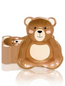 Bộ 10/20/30 đĩa dùng một lần hình gấu bông màu nâu kích thước 9x8.2 inch, đĩa giấy hình gấu, đĩa ăn hình gấu hoạt hình dễ thương cho sinh nhật, tiệc mừng em bé, đồ dùng tiệc chủ đề gấu bông, đĩa bánh tráng miệng dành cho nam và nữ. - Nhiều màu - Xem 3