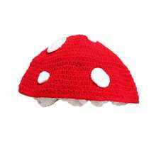 1 chiếc mũ len hình nấm dễ thương dành cho nữ, mũ beanie móc thủ công, kiểu dáng cổ tích Cô bé quàng khăn đỏ, ấm áp cho mùa thu/đông. - Đỏ - Xem 8