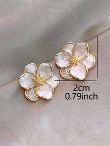 1 Đôi bông tai dáng hoa tối giản, thời trang, thiết kế cánh hoa độc đáo, thanh lịch. - nhiều màu - Xem 4