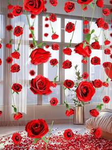 20pcs/10 Red Roses + 1 Roll 500cm Transparent Rope, Hanging Small Red Roses For Wedding Decoration, Hanging Red Roses Artificial Silk Flowers - Suitable For Wedding Arch, Party, Bridal Shower, Bouquet, Party Centerpiece And Ceiling Decoration - Perfect Gift For Wedding Planners And DIY Enthusiasts, Birthday Graduation Gift, Suitable For DIY Wedding Decoration, Bridal Shower, Wedding Bouquet, Party Centerpiece, Ceiling Decoration - Red - View 5