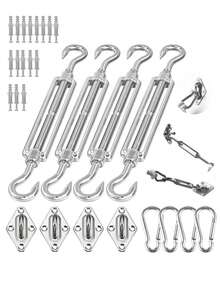 5-Inch Outdoor Shade Sail Hardware Kit, 304 Stainless Steel Tensioner And Bracket, Suitable For Triangle/Rectangle Shade Sails, Outdoor Patio Gazebo Garden, Heavy Duty Canopy Connector Set - Multicolor - View 1