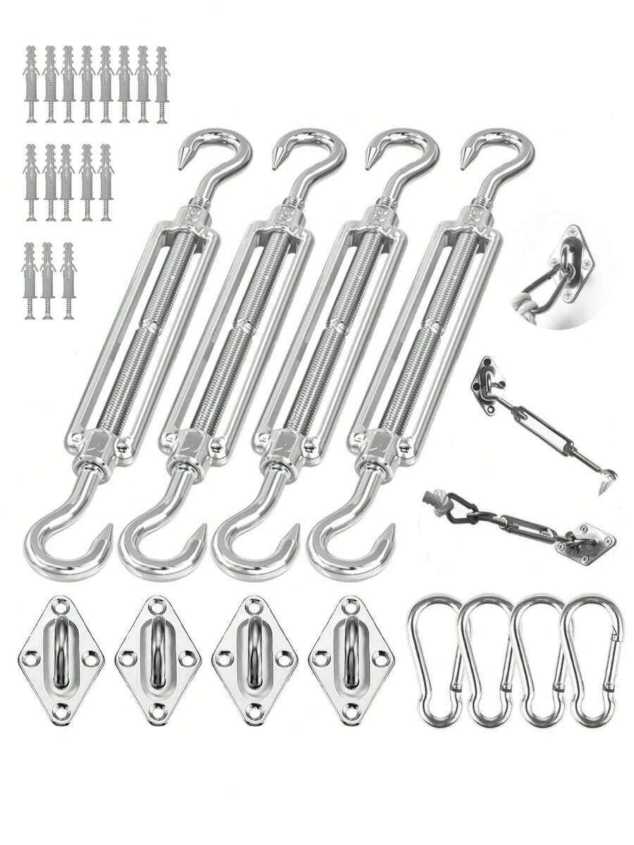 5-Inch Outdoor Shade Sail Hardware Kit, 304 Stainless Steel Tensioner And Bracket, Suitable For Triangle/Rectangle Shade Sails, Outdoor Patio Gazebo Garden, Heavy Duty Canopy Connector Set - Multicolor - View 1