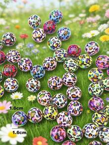 5/10/20/30/50pcs Multi-Color Fashionable Cute Leopard Print Heart Beads, Focal Beads Suitable For DIY Necklace, Bracelet, Earring, Keychain, Phone Strap, Decorative Pen, Couples Gift - Multicolor - View 10