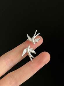 1pc Fashionable Swallow Design Open Ring, Suitable For Daily Wear - Silver - View 5