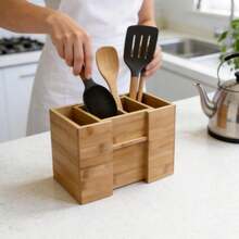 Giá đựng dụng cụ nấu ăn bằng tre có thể mở rộng | Giá đựng dụng cụ nhà bếp | Giá đựng thìa, muỗng bằng tre tự nhiên | Giá đựng đồ dùng trên mặt bàn bếp - Xem 3