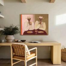 1幅装裱/未装裱复古西部牛仔女郎葡萄酒晚餐帆布海报抽象厨房吧台车墙面艺术印刷品极简主义装饰复古画，适用于公寓、客厅、餐厅、现代家居装饰 - Poster - 查看 4
