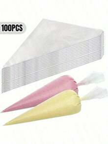 100pcs Disposable Piping Bags For Cake Decorating - Perfect For Icing, Frosting & Cookies - Essential Baking Tools & Kitchen Accessories Back To School, Kitchen Essentials, Cake Supplies, Piping Bags - Trong sáng - Xem 8