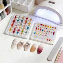 1pc 3D Transparent Heart-Shaped & Photo Embossed Nail Art Mold, High Transparency Reusable Rhinestone & Water Drop Template, DIY Nail Polish Gel Filling Moon & Oval Mold, Nail Art Decoration Board - Multicolor - View 4