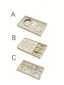 1 Khay đựng trang sức 9 trong 1 phủ nhung, khay sắp xếp ngăn kéo, hộp đựng trang sức dung tích lớn với các ngăn riêng biệt, giá trưng bày trang sức cho bông tai, dây chuyền, vòng tay, nhẫn, kẹp tóc, dây buộc tóc. Thích hợp làm quà tặng cho bạn gái, Ngày Valentine, Ngày của Mẹ, Giáng sinh, Lễ Tạ ơn. - Màu be - Xem 8