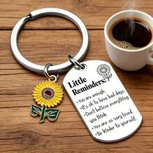 Little Reminders Keychain Inspirational Key Ring You Are Enough Daily Affirmation Mental Health Positive Gifts - Silver - View 4