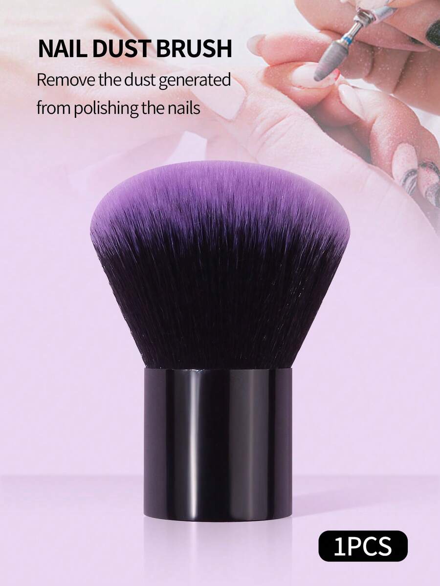 1 pieza Cepillo para polvo de uñas | Fibras de nailon suaves y esponjosas | Mango degradado de púrpura a negro | Herramienta profesional para el arte de uñas para salón y uso en el hogar
