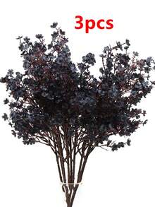 3支仿真满天星花束，适用于婚礼、家居、餐厅、卧室、花瓶装饰、节日生日派对、婚礼装饰、鲜花、情人节礼物、新年DIY材料、毕业礼物、花园装饰、户外植物、园艺、仿真花 - 黑色 - 查看 5