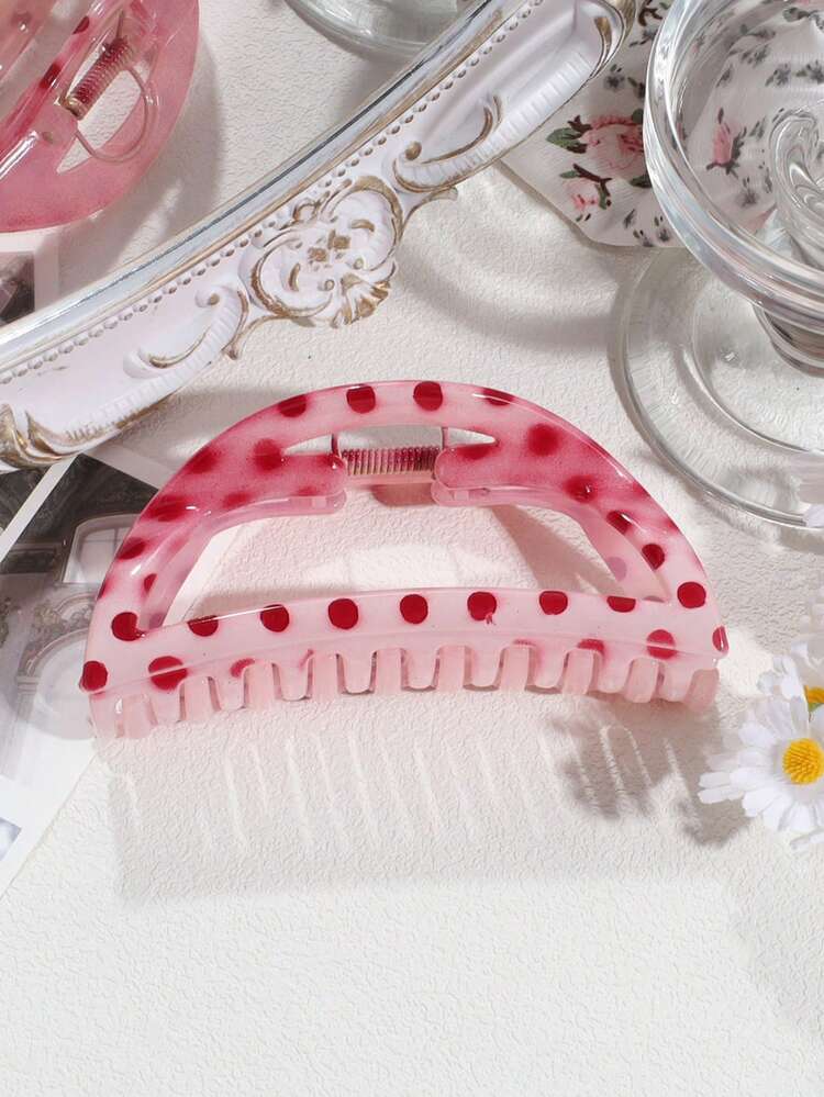 2个女士甜美粉色波点发夹，适合日常佩戴，春夏款 - 彩色 - 查看 4