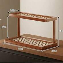 1pc Vintage High-End Cosmetic Storage Rack, Desktop Vanity Perfume Skincare Organizer, Lipstick Jewelry Entryway Shelf, Small Desktop Cup Tea Holder, Dorm Kitchen Storage Rack - Brown - View 3
