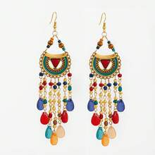 复古波西米亚风几何流苏串珠耳环，适合女性参加节日庆典 - 彩色的 - 查看 5