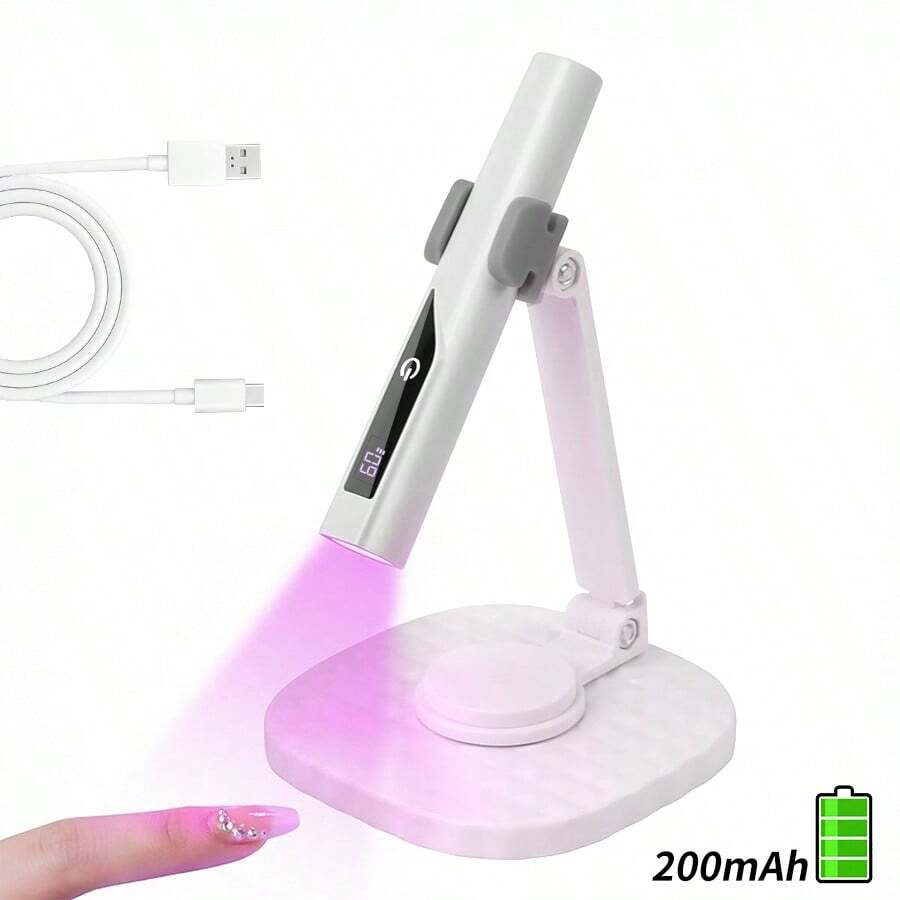 DENGXUN Portable UV Nail Lamp With Base, Rechargeable Gel Nail Polish Curing Light, Digital Display, 2 Timer Settings, Personal Manicure Tool, Great Gift For Women - Multicolor - View 1