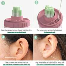 Earrings Hole Cleaner Kit, Ear Piercing Care Odor Removal Cleaning Tool For Girls Women, 20ml Odor Removal Cleaning Solution 180Pcs Ear Punching Floss Pig Shape, Esential Home Ear(Rose Flavor) - 查看 8