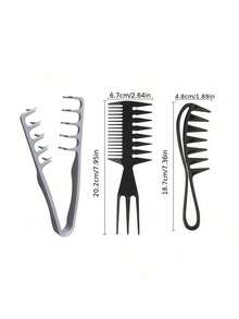 1/2/4/10Pcs Brand New All-In-One Volumizing Wide-Tooth Hair Comb - Fluffy Texture, Suitable For Men, ABS Plastic Material, Textured Grip Handle, Suitable For All Hair Types, Perfect For Home, Back To School, Travel And Vacation Essentials - Multicolor - View 11