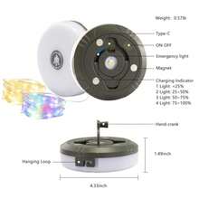 2Pack Camping String Lights 4-in-1 Quick Storage Camp Light 8Mode 32.8FT Hanging Tent Lights Rechargeable Camp Lamp As Camping Essentials Gear Waterproof LED Lantern for Hiking Travel Patio Party - Blanco - Ver 8